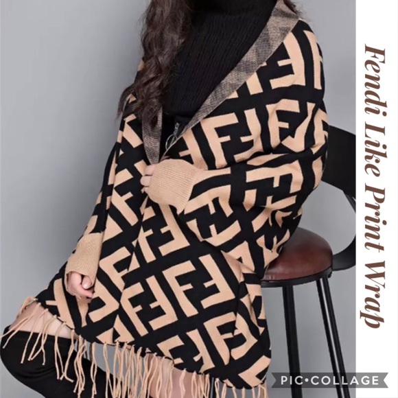 Blu Trends Sweaters - SOLD OUT!! Fendi Like Print Wrap w/Sleeves